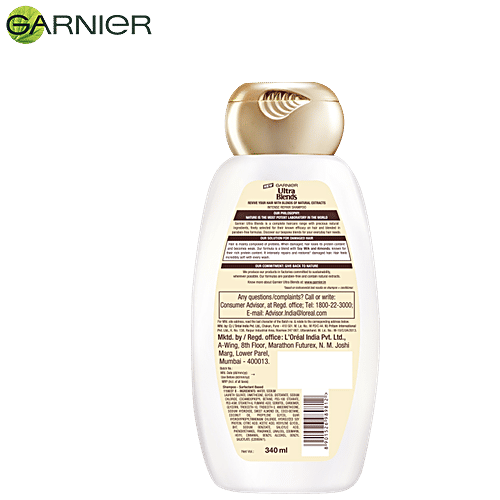 Garnier Ultra Blends Intense Repair Shampoo - Soy Milk & Almonds, For Damaged Hair, 340 ml Soy Milk & Almonds Paraben Free