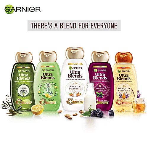 Garnier Ultra Blends Intense Repair Shampoo - Soy Milk & Almonds, For Damaged Hair, 340 ml Soy Milk & Almonds Paraben Free
