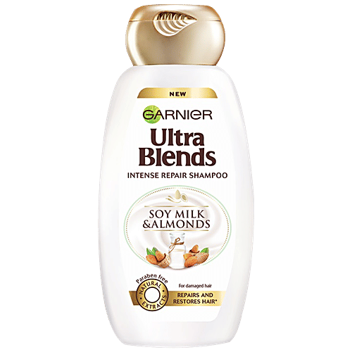 Garnier Ultra Blends Intense Repair Shampoo - Soy Milk & Almonds, For Damaged Hair, 340 ml Soy Milk & Almonds Paraben Free
