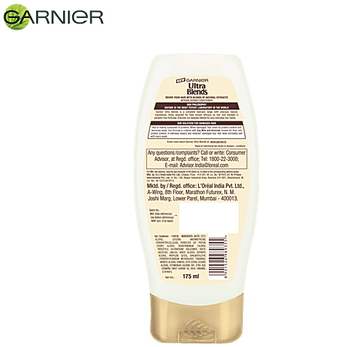 Garnier Ultra Blends Intense Repair Conditioner - Soy Milk & Almonds, For Damaged Hair, 175 ml Soy Milk & Almonds Paraben Free
