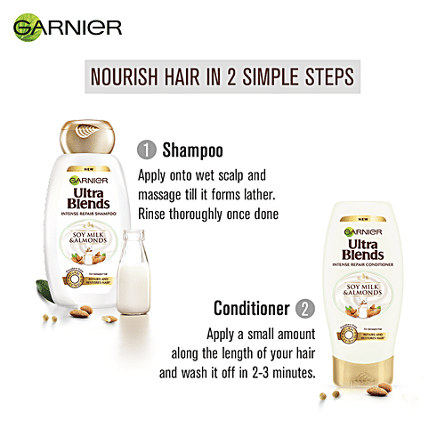 Garnier Ultra Blends Intense Repair Conditioner - Soy Milk & Almonds, For Damaged Hair, 175 ml Soy Milk & Almonds Paraben Free