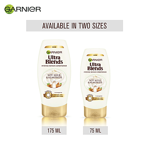 Garnier Ultra Blends Intense Repair Conditioner - Soy Milk & Almonds, For Damaged Hair, 175 ml Soy Milk & Almonds Paraben Free