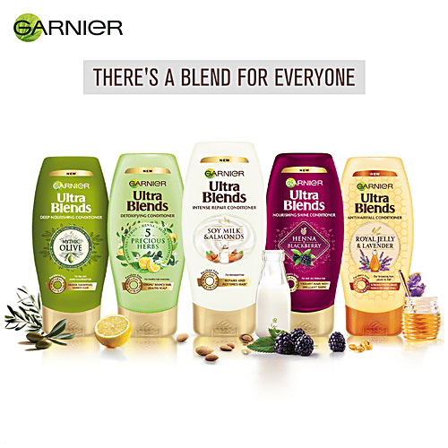 Garnier Ultra Blends Intense Repair Conditioner - Soy Milk & Almonds, For Damaged Hair, 175 ml Soy Milk & Almonds Paraben Free