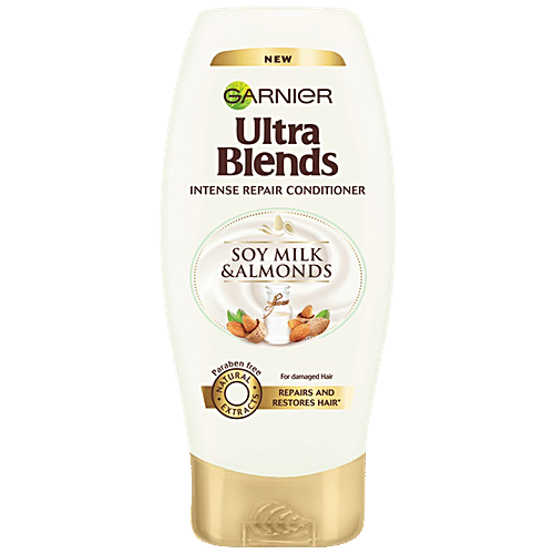 Garnier Ultra Blends Intense Repair Conditioner - Soy Milk & Almonds, For Damaged Hair, 175 ml Soy Milk & Almonds Paraben Free