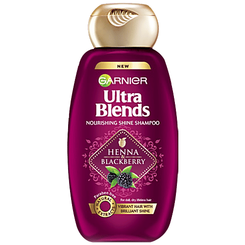 Garnier Ultra Blends Nourishing Shine Shampoo - Henna & Blackberry, For Dull, Dry & Lifeless Hair, 360 ml Henna & Blackberry Paraben Free
