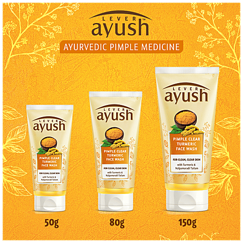 Lever Ayush Anti Pimple Natural Ayurvedic Turmeric Face Wash, 80 g  