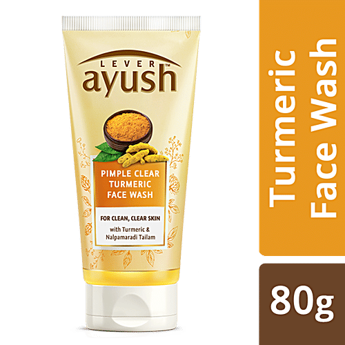 Lever Ayush Anti Pimple Natural Ayurvedic Turmeric Face Wash, 80 g  