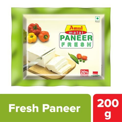 Amul Malai Fresh Paneer, 200 g Pouch 