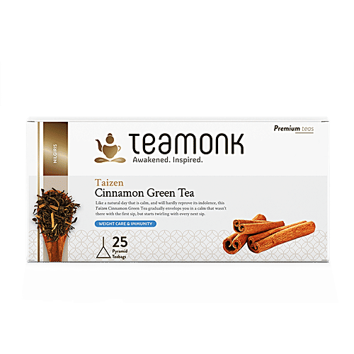 Teamonk Nilgiri Green Tea Bags - Taizen Cinnamon, 50 g (25 Bags x 2 g each) 