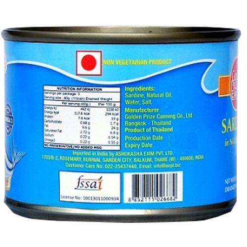 Golden Prize Canned Sardine in Natural Oil, 200 g  Excellent Source of Omega-3