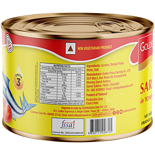 Golden Prize Canned Sardine in Tomato Sauce, 200 g Excellent Source of Omega-3