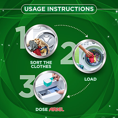 Ariel Matic Detergent Powder Front Load - Stain Removal In Washing Machine, 2 kg Brilliant Clean in 1 Wash, Oxi Stain Fighters