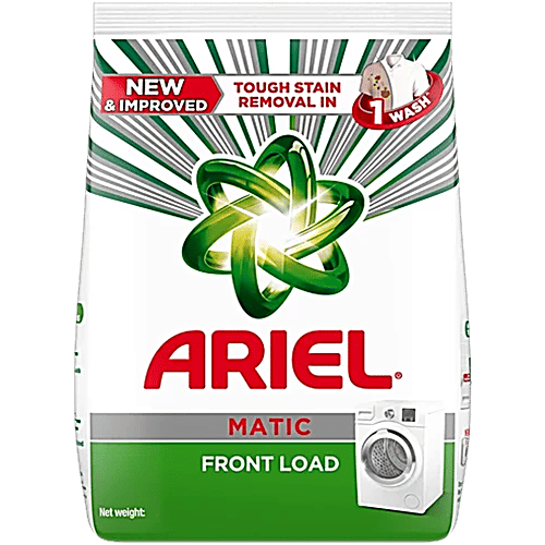 Ariel Matic Detergent Powder Front Load - Stain Removal In Washing Machine, 2 kg Brilliant Clean in 1 Wash, Oxi Stain Fighters