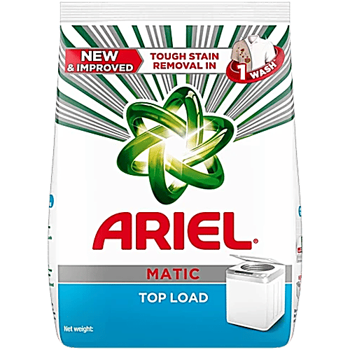 Ariel Matic Detergent Powder Top Load - Stain Removal In Washing Machine, 2 kg  Brilliant Clean in 1 Wash, Oxi Stain Fighters