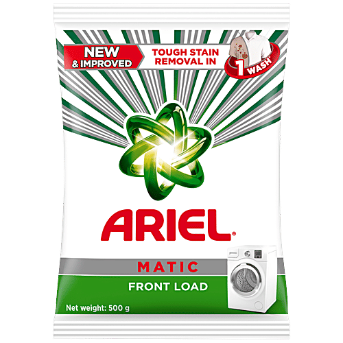 Ariel Matic Detergent Powder Front Load - Stain Removal In Washing Machine, 500 g  Best Stain Removal in 1 Wash