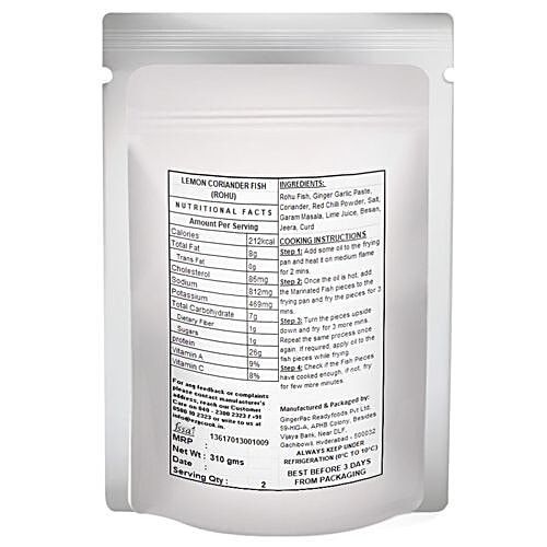 Buy Ezycook Lemon Coriander Fish Fry, Rohu Ready To Cook Sea Food