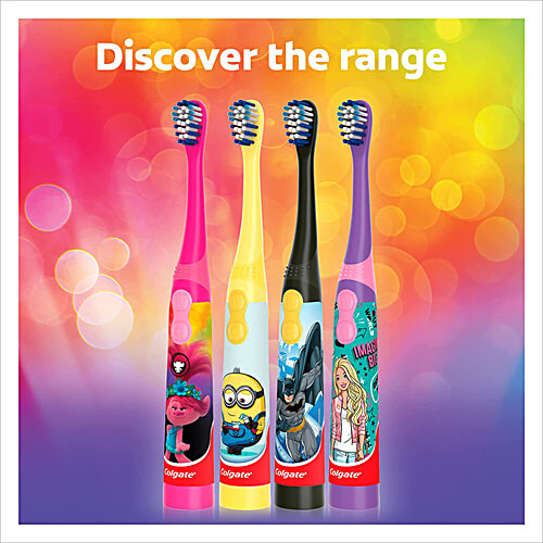 Colgate Kids Battery Powered Electric Toothbrush - Barbie, Extra Soft Bristles, Age 3+, 1 pc Lightweight