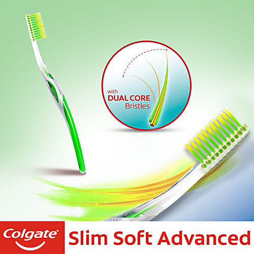 Colgate Ultra Soft Toothbrush - Slim Soft Advanced, 1 pc  Dual Core Slim Tip Bristles