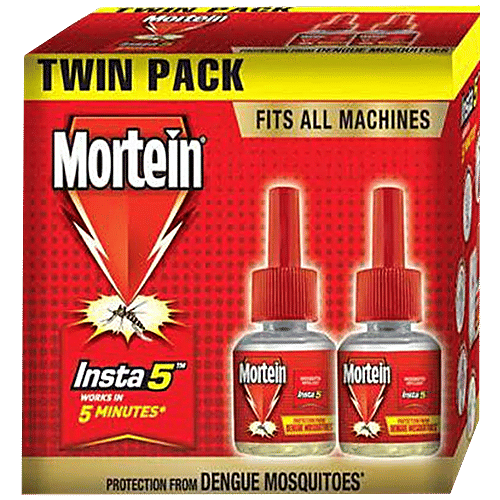 Mortein Insta Mosquito Repellent Liquid Refill - 100% Protection from Dengue Mosquitoes, Twin Pack, 70 ml  