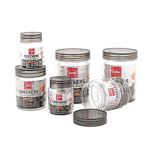 Buy Cello Checkers Air Tight PET Canister Set, Clear Online at Best