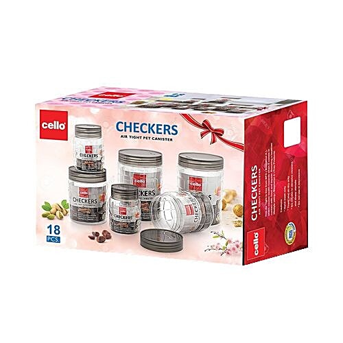 Buy Cello Checkers Air Tight PET Canister Set, Clear Online at Best