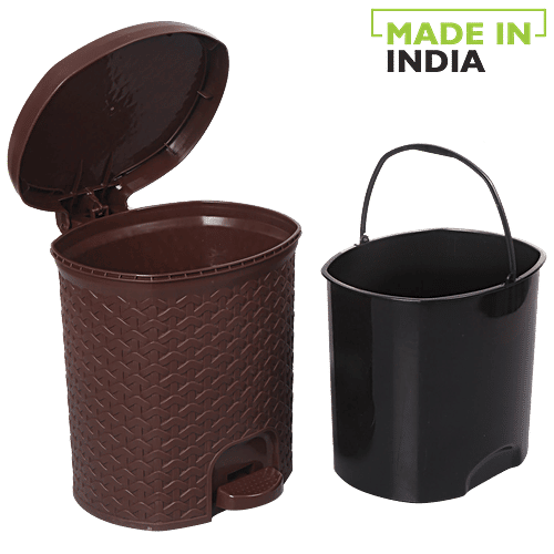 Cello Classic Plastic Dustbin / Garbage Bin - Brown, 6 L  