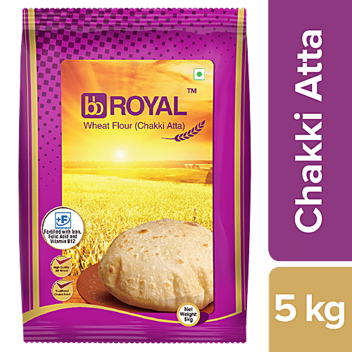 bb Royal Chakki-Fresh-Wheat-Atta/Godihittu - Fortified, 5 kg  