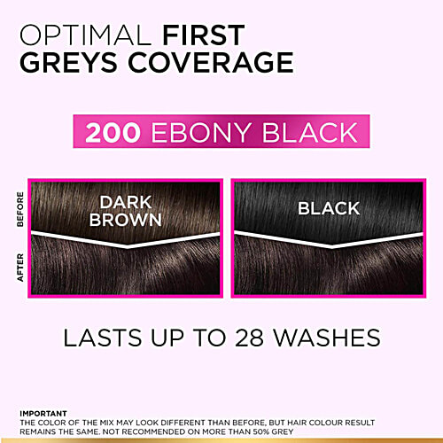 L'Oreal Paris Casting Creme Gloss Hair Colour - Small Pack, 45 g 200 Ebony Black No Ammonia