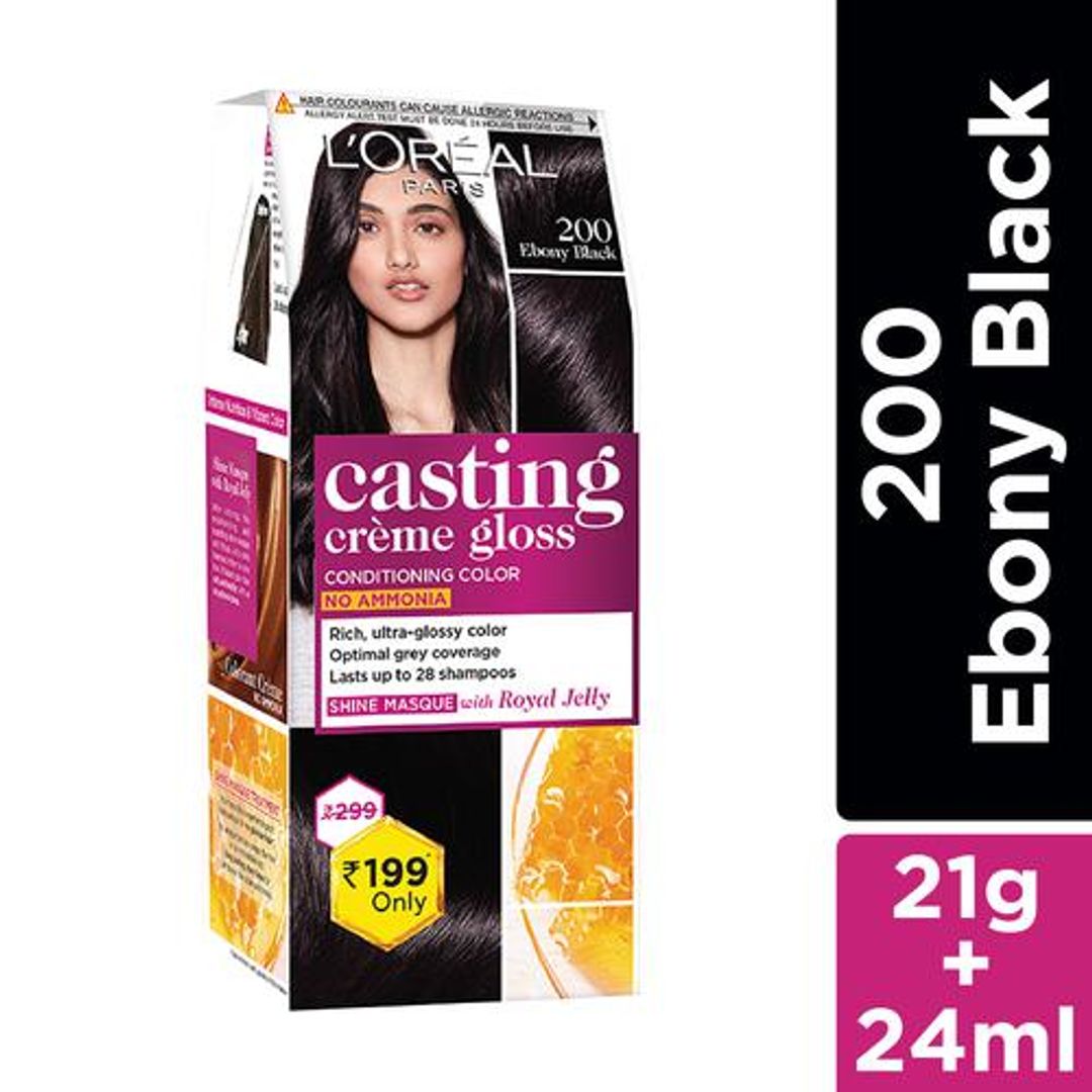 Loreal Paris Casting CrÃ¨me Gloss Hair Colour - Small Pack, 45 g 200 Ebony Black