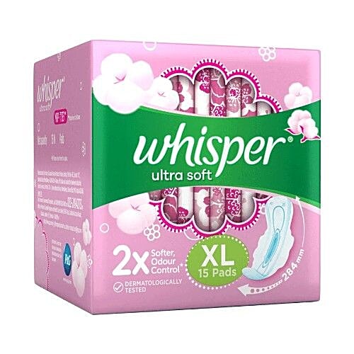 Whisper  Ultra Soft Air Fresh Sanitary Pads - XL, 15 pcs  