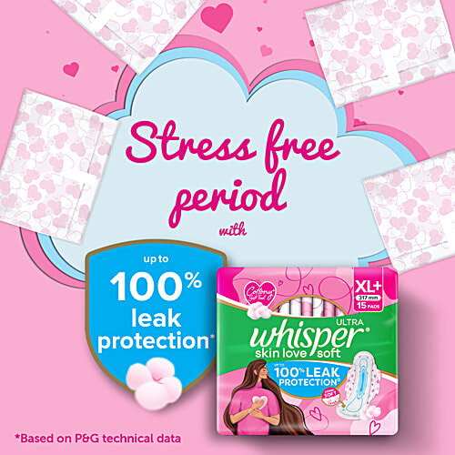 Whisper Whisper Ultra Skin Love Soft Sanitary Pads For Women - XL, 30 pcs