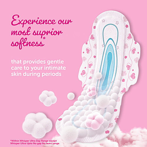 Whisper Whisper Ultra Skin Love Soft Sanitary Pads For Women - XL, 30 pcs