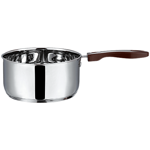 Vinod Stainless Steel Saucepan - Induction Base, 3 mm, With Handle, Regular, 1 L  Dishwasher Safe