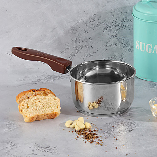 Vinod Vinod Stainless Steel Saucepan - Induction Base, Dishwasher Safe, 3 mm, With Handle, Regular, 1.4 L  