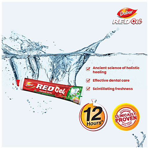 Dabur Red Gel Ayurvedic Toothpaste - Controls bad breath, plaque, gingivitis, toothache, 150 g Potent Ayurvedic Ingredients