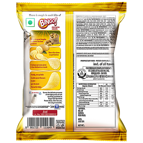 Buy Bingo Flat Cut Salted Potato Chips Original Style, Salt Sprinkled