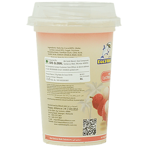 Dolphin  Juice Drink With Nata De Coco - Lychee, 270 ml  