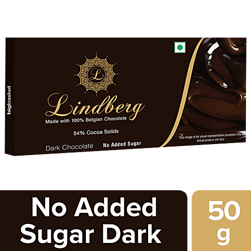 Lindberg Pure Belgian Dark Chocolate - No Added Sugar, 50 g  