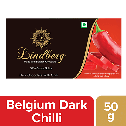 Lindberg Belgian Dark Chocolate - Chilli, 54% Cocoa Solids, 50 g  