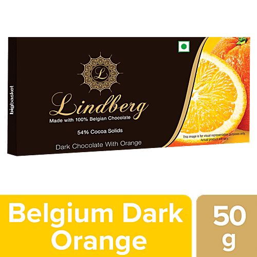 Lindberg Orange - Pure Belgian Dark Chocolate, 50 g  
