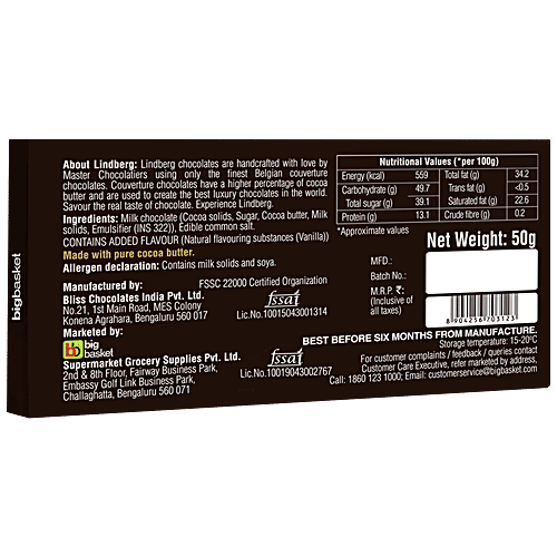 Lindberg Sea Salt - Pure Belgian Milk Chocolate, 50 g  