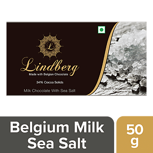 Lindberg Belgian Milk Chocolate - Sea Salt, 34% Cocoa Solids, 50 g  