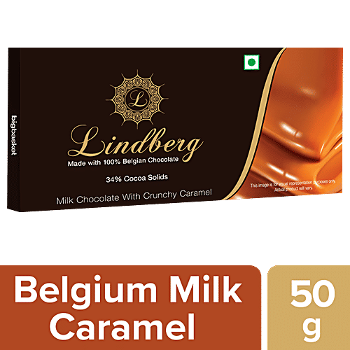 Lindberg Crunchy Caramel - Pure Belgian Milk Chocolate, 50 g  