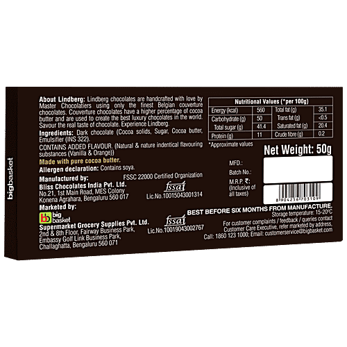 Lindberg Lemon - Pure Belgian Milk Chocolate, 50 g  