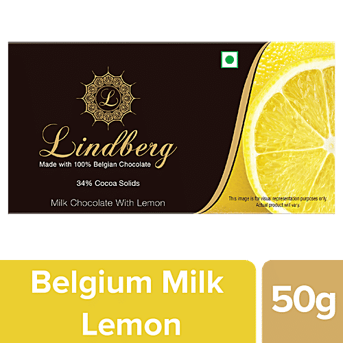 Lindberg Lemon - Pure Belgian Milk Chocolate, 50 g  