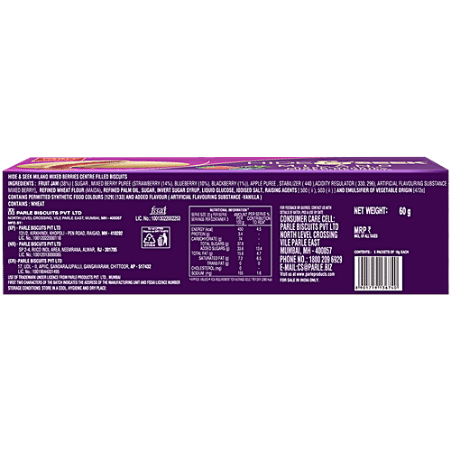 Parle Platina Hide & Seek - Milano Centre Filled Mixed Berries Biscuits, Rich Taste, 60 g Zero Trans Fat