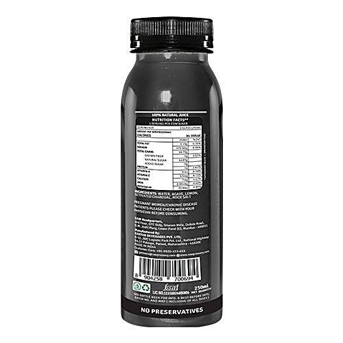 Raw Pressery Charcoal Lemonade - Natural, Cold Pressed Juice, 250 ml  