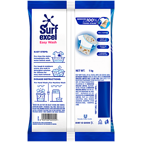 Surf Excel Easy Wash Detergent Powder, 1 kg  