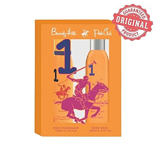Beverly Hills Polo Club Gift Set - Deodorant + Body Wash, Orange for Women 1, 350 ml  