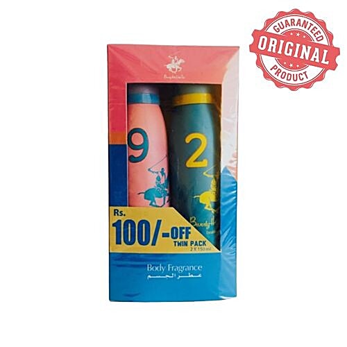 Beverly Hills Polo Club Deodorant - Pink No 9 + Blue No 2, for Female, 300 ml  